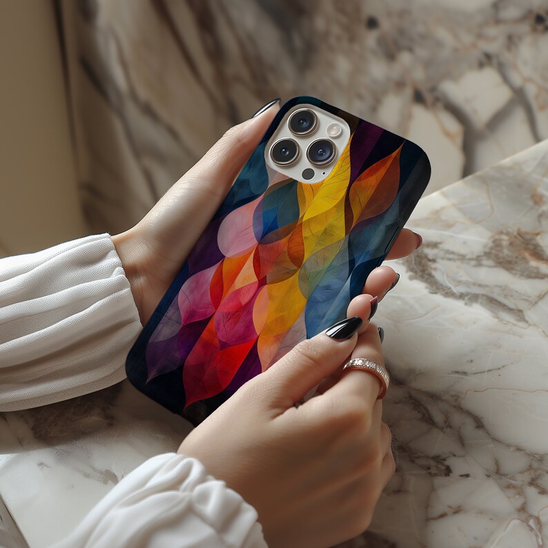 Custodia colorata per iPhone 17 (MagSafe) e Samsung Galaxy S25 | Custodia colorata astratta | Regalo per donne creative | Design artistico immagine 2