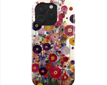 Retro Tulips Cover iPhone 17 Pro (MagSafe) & Samsung Galaxy S25 | 70s Case | Gift for Him and Her | Colorful Geometric Design