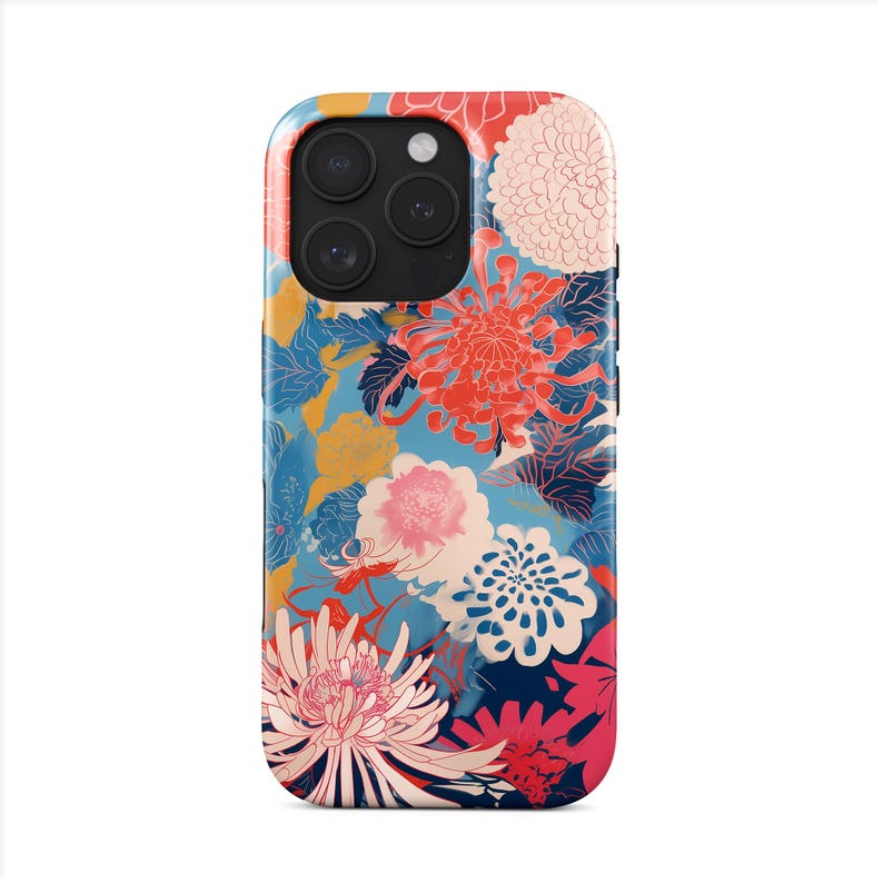 Yayoi Kusama phone case iPhone 17 Pro MagSafe & Samsung Galaxy S25, flower pattern Japanese Art, colourful protective case, perfect gift image 1