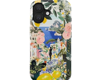 Amalfi telefoonhoesje voor iPhone 17 Pro (MagSafe) en Samsung Galaxy S25 | Italiaans zomerhoesje | Mediterrane cover | Citroen- en bloemenmotief