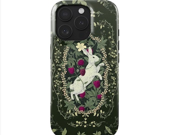 Vintage Paashaas Telefoonhoesje iPhone 16 & Samsung Galaxy S25 | Lente ontwerp | cadeau voor Pasen | pastelkleuren, schattig volkskunstmotief