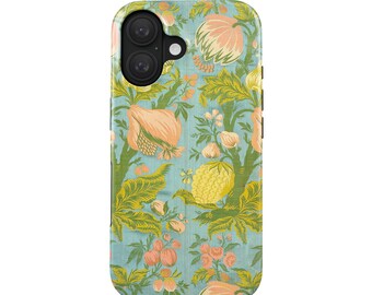 Vintage cover for iPhone 17 Pro (MagSafe) & Galaxy S25 with flowers and fruits | Pastel Tapestry case | Gift for style-conscious women