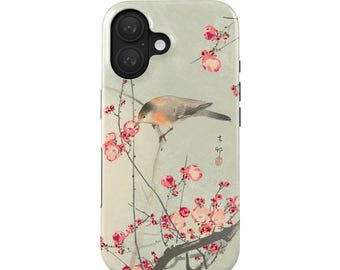 Japan Bird on Wood Anemone Case iPhone 17 Pro (MagSafe) & Samsung Galaxy S25 | Japanese shin-hanga Art Case | Gift for Art Lovers