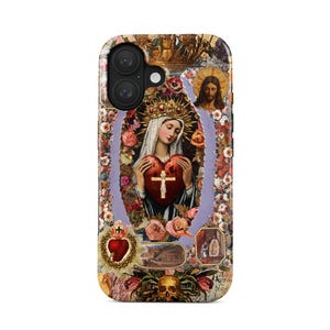 Heilige Maria Handyhülle iPhone 16 Pro (MagSafe), Samsung Galaxy S25 | Spirituelles Vintage Design | heiliges Herz | Religiöses Geschenk