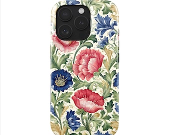 William Morris telefoonhoesje iPhone 16 Pro (MagSafe) & Samsung Galaxy S25 | Vintage bloemenpatroon | Artistiek cadeau voor hem en haar