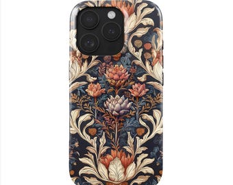William Morris Phone Case iPhone 16 Pro (MagSafe) & Samsung Galaxy S25 | Vintage Arts and Crafts Design | Elegant Floral Pattern, Boho Chic