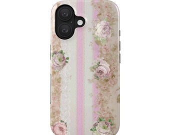 Rozen telefoonhoesje voor iPhone 16 (MagSafe), Samsung Galaxy S25 | Romantisch vintage hoesje in pastel | Cadeau-idee voor dames | Coquette Design