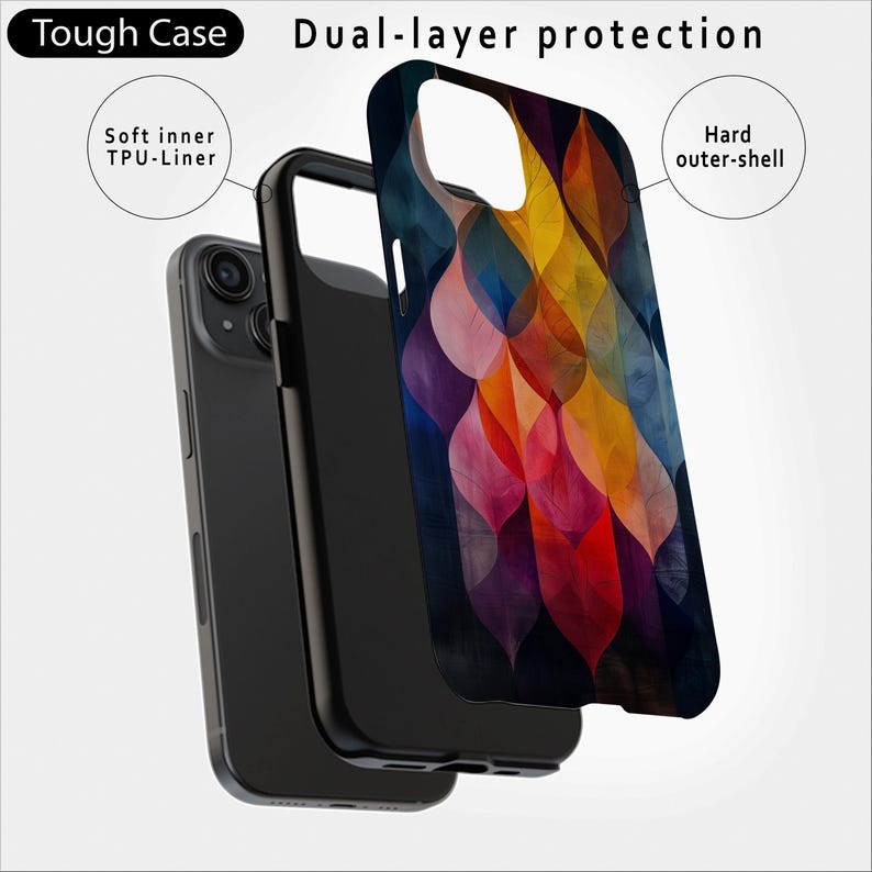Custodia colorata per iPhone 17 (MagSafe) e Samsung Galaxy S25 | Custodia colorata astratta | Regalo per donne creative | Design artistico immagine 4