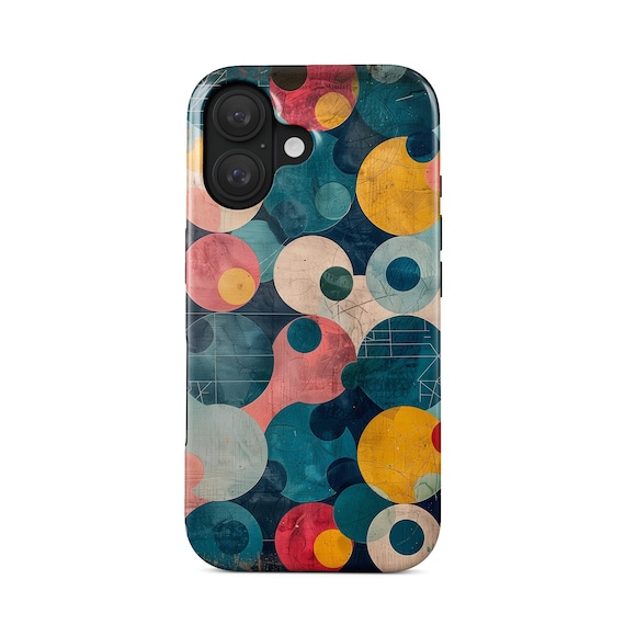 Retro Dots Handyhülle iPhone 17 Pro & Samsung Galaxy S25 | Geometrischer Case | Geschenkidee für sie | farbenfroh modisches Vintage Design