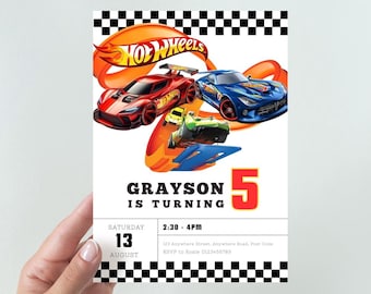 Hot Wheels Birthday Invitation | Race Car Party, Canva Template (Digital Download)