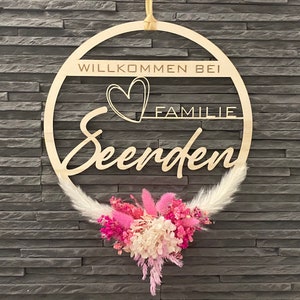 Personalized dried flower wreath, approx. Ø 30 cm, name wreath, door wreath, decorative ring