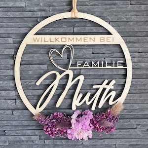 Personalized dried flower wreath, approx. Ø 30 cm, name wreath, door wreath, decorative ring