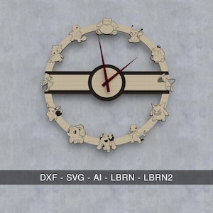 Orologio Pokemon / Calendario Pokemon / Orologio da parete Pokemon / File digitale tagliato al laser / Decorazione Anime / CNC / Download istantaneo