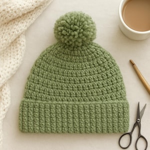 HÄKELANLEITUNG •• Anfängerfreundliche Häkelmütze •• Sofort herunterladbare PDF-Datei •• Neugeborenen-Erwachsenen-Größe •• Einfache Wintermütze