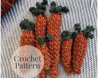 No-Sew Crochet Carrot Pattern | Textured Crunch Stitch Amigurumi Veggies | Digital PDF Download