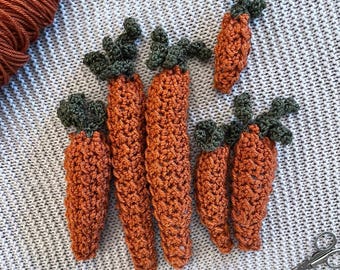 No-Sew Crochet Carrot Pattern | Textured Crunch Stitch Amigurumi Veggies | Digital PDF Download