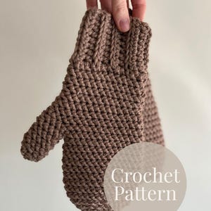 Patrón de crochet para mitones acanalados fáciles / Tutorial en PDF para calentadores de manos de invierno con textura moderna