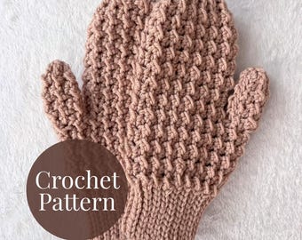 Crunch Stitch Mitten Crochet Pattern | Textured Winter Hand Warmers | Easy DIY PDF Tutorial