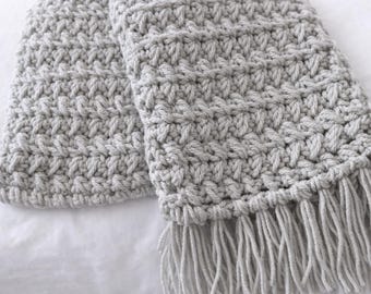 Woven Feather Scarf Crochet Pattern - Interlocking Texture Winter Accessory PDF