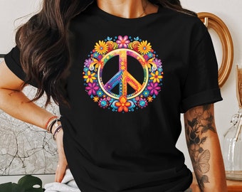 Dress Hippy WARNING FLOWER”USA L/S SHIRT xs-70-s-party-hipster-groovy-