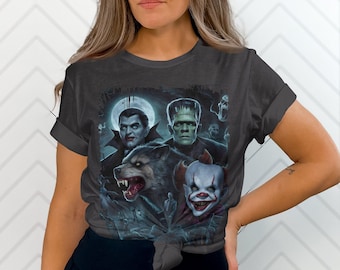 T-shirt horrorfilmmonsters, griezelig halloween-shirt