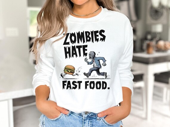 T-shirt Humour Zombies & Fast-food - Cadeau Drôle Pour Homme - Silver Lake