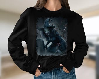 Spooky Witch Graphic T-Shirt: Halloween Horror Design
