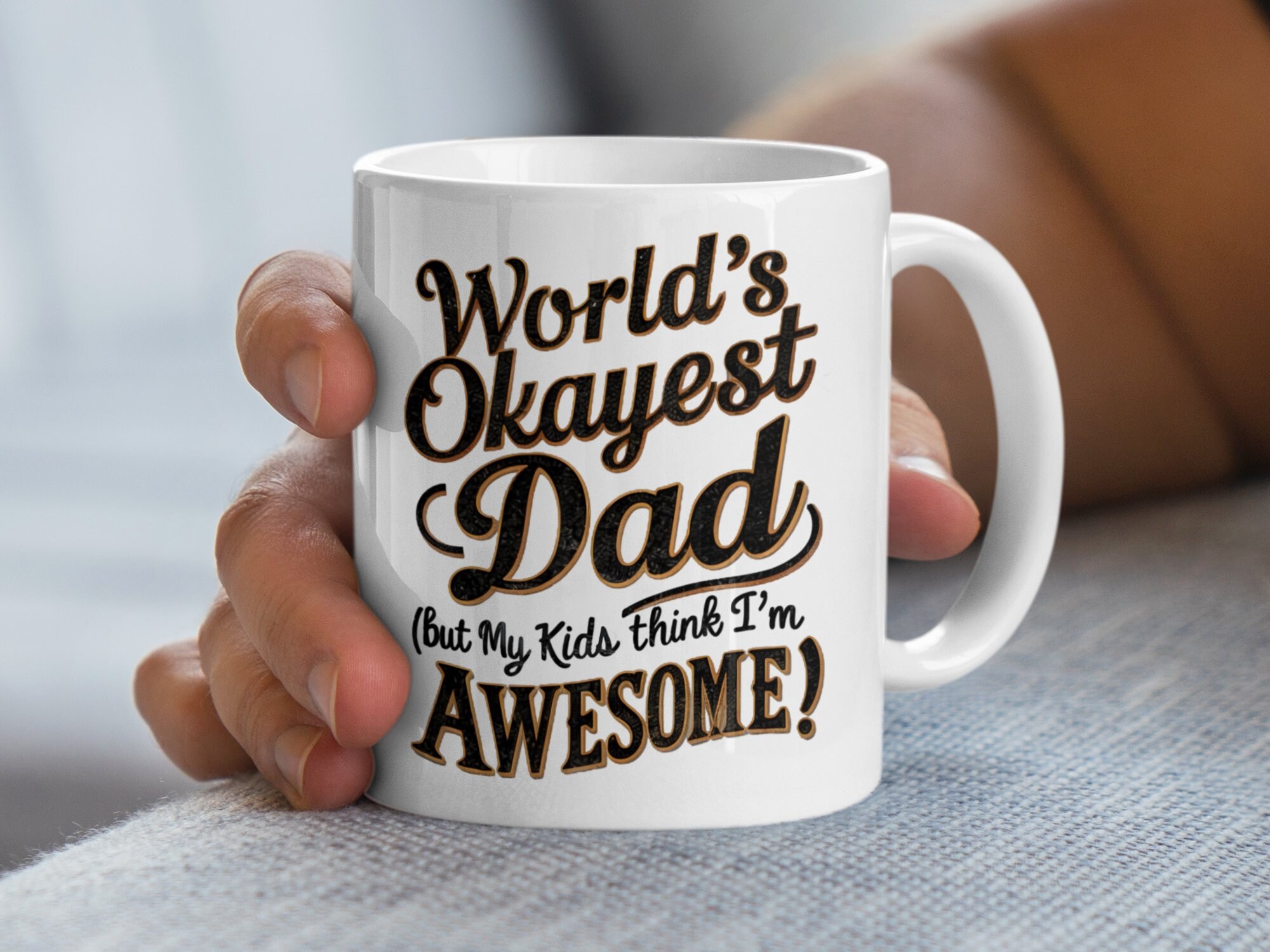 World's Okayest Dad Coffee Mug, Funny Father's Day Gift - Etsy