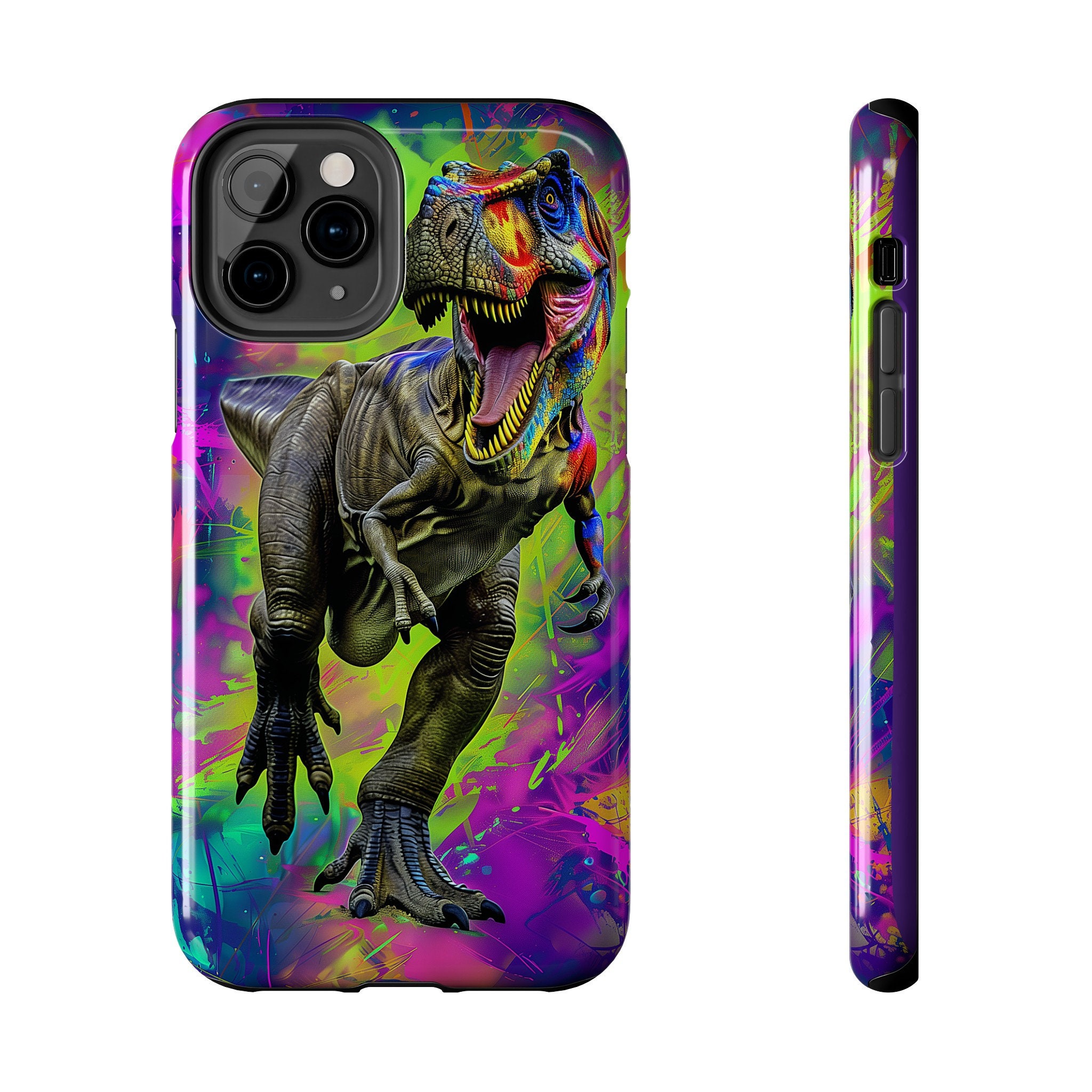 カラフルなT-Rex恐竜iPhoneケース：耐衝撃 - Etsy 日本