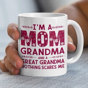Soy mamá y abuela regalo de bisabuela, taza de café del día de la madre, tazas familiares para ella