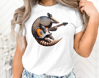 Armadillo Guitarist T-Shirt: Quirky Rock Musician Tee