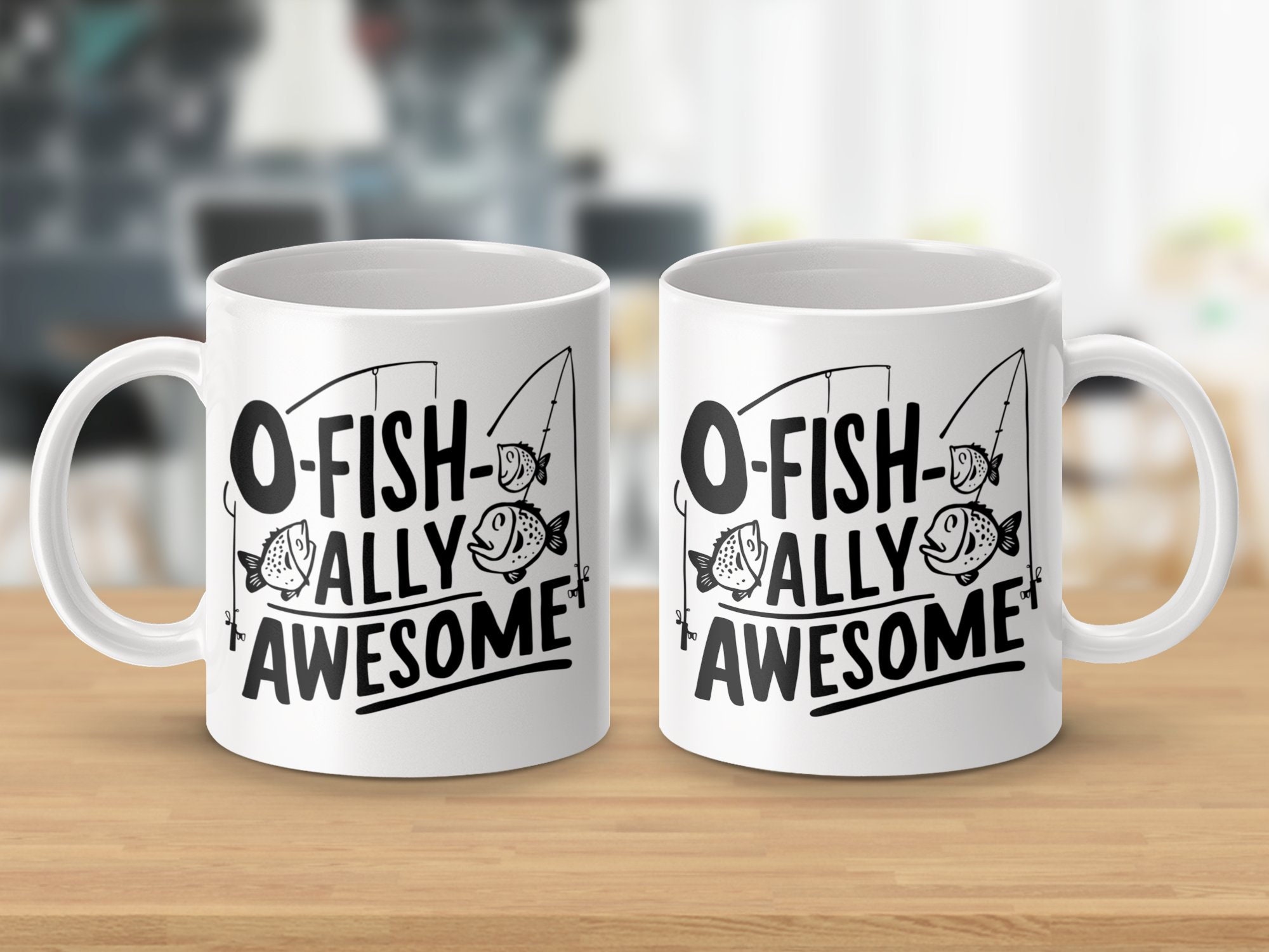 面白い釣りマグカップ、白黒魚のイラスト - Etsy 日本