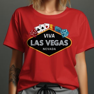 Camiseta de Viva Las Vegas, camiseta del casino de Nevada, camiseta de dados y cartas de póquer, camiseta vintage de Las Vegas, camiseta divertida de Las Vegas
