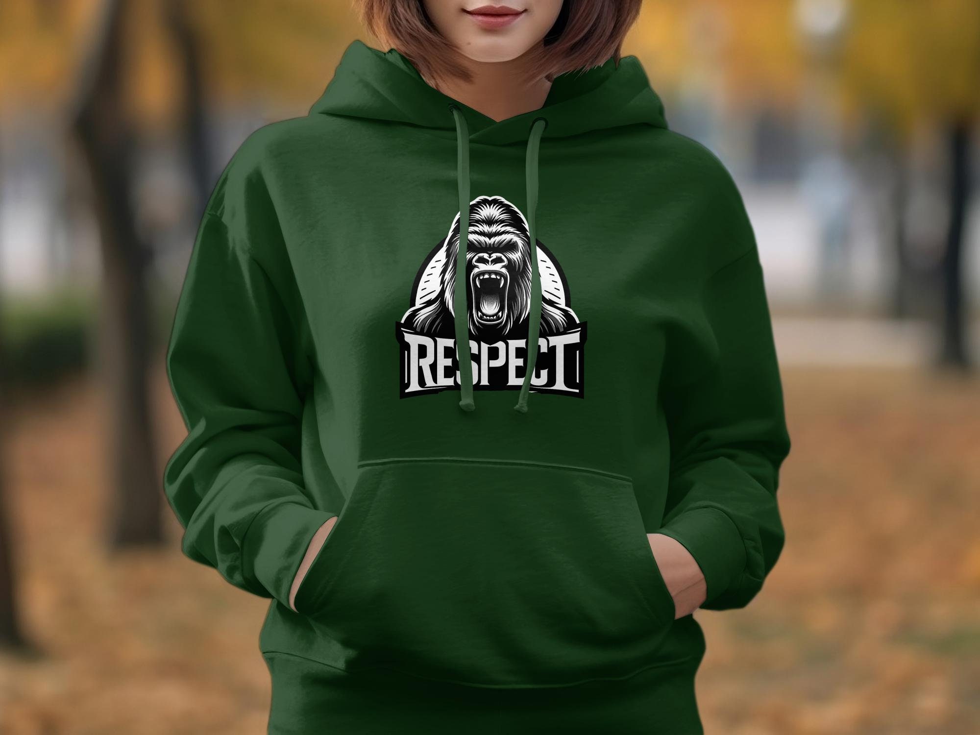 Gorilla Graphic T-shirt, Bold Respect Slogan, Black and