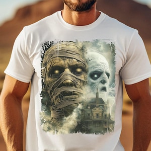 Halloween Horror T-Shirt, Scary Movie Graphic Tee, Spooky Mummy Shirt, Vintage Horror Character TShirt, Haunted House Shirt