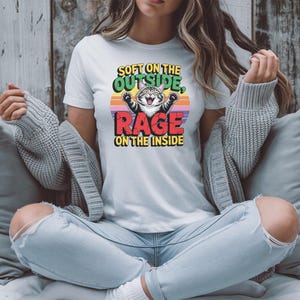 T-shirts intérieurs doux et furieux, t-shirt chat amusant, chemise animal sarcastique, humour introverti, t-shirts graphiques pour les amoureux des chats
