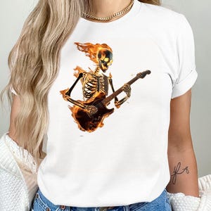 Skeleton Guitarist T-Shirt: Rock Music Gift, Gothic Musician Tee