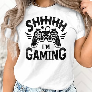 Shhh I&#39;m Gaming T-Shirt, Funny Gamer Tee, Video Game Shirt, Gift for Gamers, Gaming Apparel, Unisex Gamer Shirt