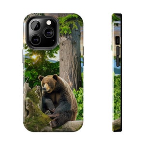 Bear in the Forest Phone Case - Serene Nature Wildlife Design - Protective Phone Cover for iPhone 11, 12, 13, 14, 15