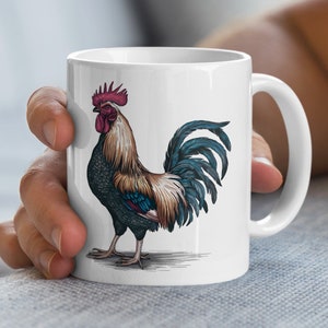 Colorful Rooster Mug Perfect for Farmhouse Kitchen, Rustic Rooster Coffee Cup, chicken lover, chicken mug, rooster mug