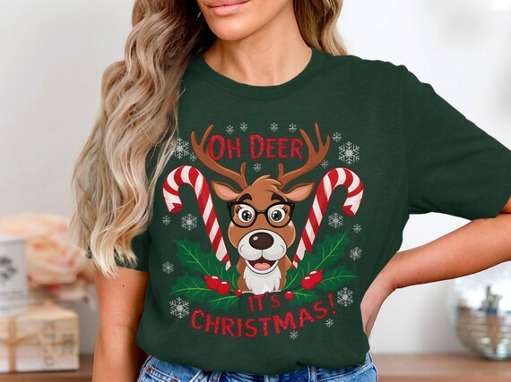 Camiseta Oh Deer It's Christmas, divertida camiseta de reno