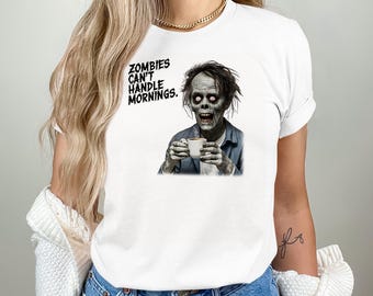 Zabawna koszulka z motywem kawy zombie: koszulka z motywem horroru na Halloween