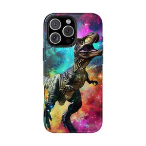 T-Rex iPhone Case - Dinosaur iPhone Case, Colorful Dinosaur Art - Fits iPhone 11/12/13/14/15/16, Samsung S24-S21 - Fun and Protective
