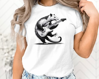 Possum playing guitar shirt, Electric Guitar shirt, Funny shirt, guitar shirt, musician shirt, animal lover shirt, funny animal shirt