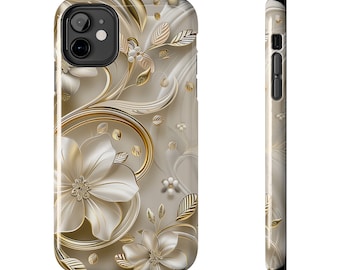 Gold Floral iPhone Case: Luxury Protective Phone Cover