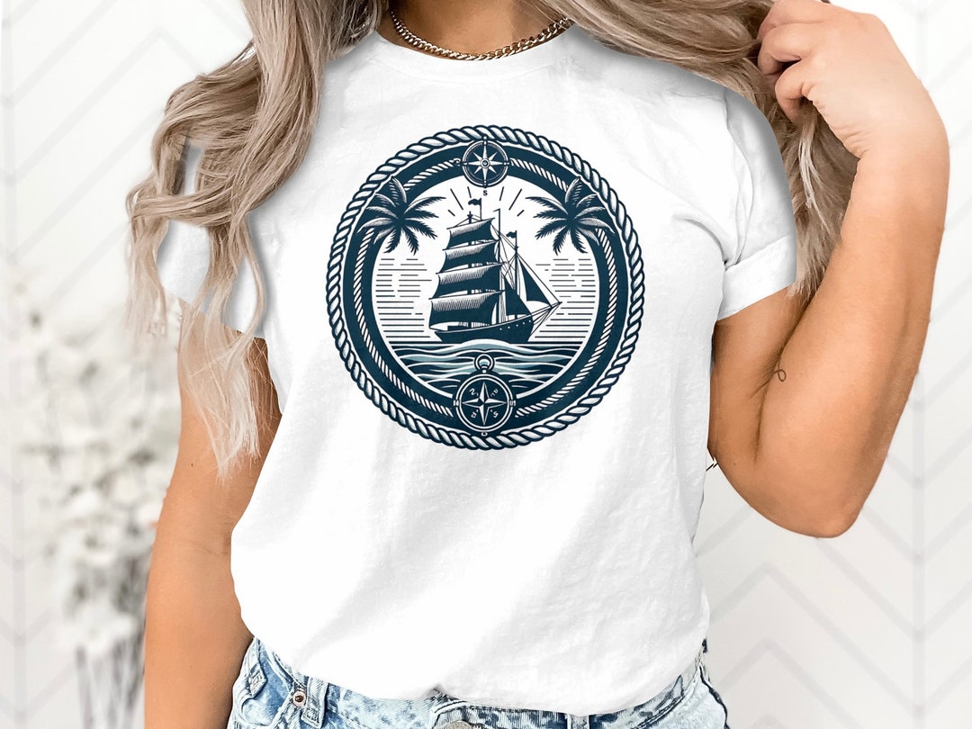 Nautical Ship Design T-shirt, Ocean Sailing Graphic Tee