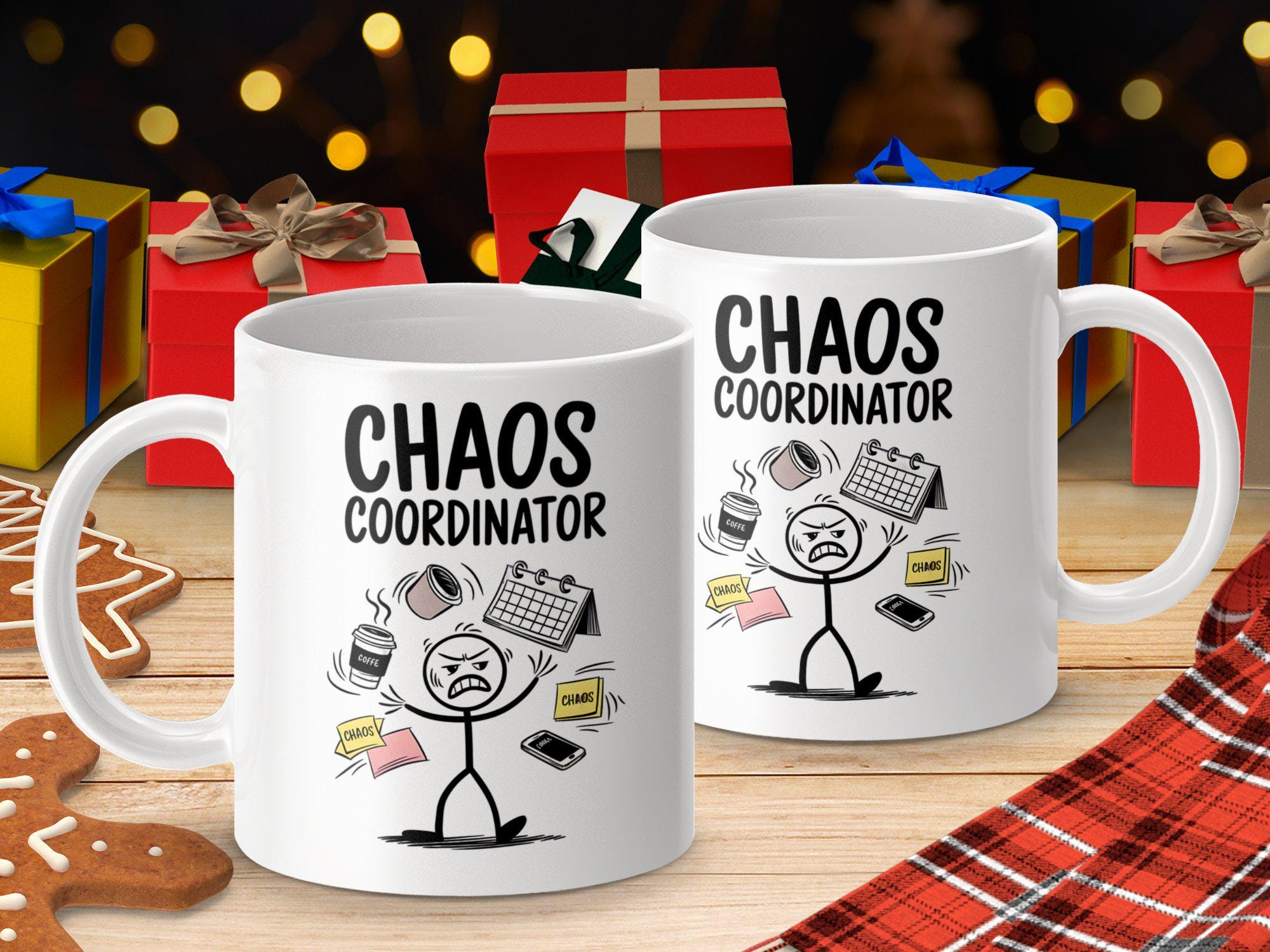 FLEXISAVVY Chaos Coordinator Mug - Tazza da ufficio con definizione, divertente idea regalo per colleghi di lavoro, per uomini e donne, tazza da caffè in ceramica bianca da 325 ml