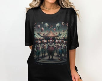 Camiseta vintage de payaso espeluznante: camiseta gráfica retro de carnaval de terror