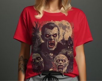 Skräckvampyrgrafik T-shirt: Gotisk Halloween-kostym