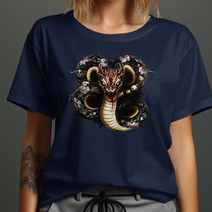 Gothic Snake Tattoo Art T-Shirt: Serpent & Skull Design